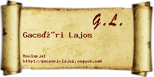 Gacsári Lajos névjegykártya